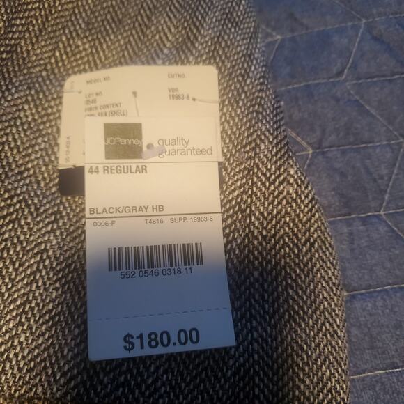 NEW Stafford Size 44R 100% Silk Men's Blazer Suit Jacket Gray Black Herringbone - Picture 11 of 12